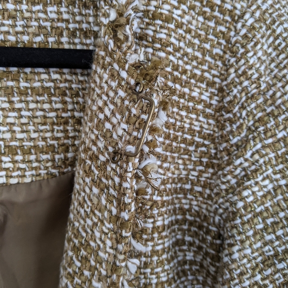 Cabi Pheobe Tweed Gold Shimmer Fringe Blazer - Picture 13 of 13